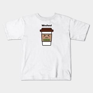 Woohoo! | Coffee Cup | Charging | High Battery | Cute Kawaii | White Kids T-Shirt